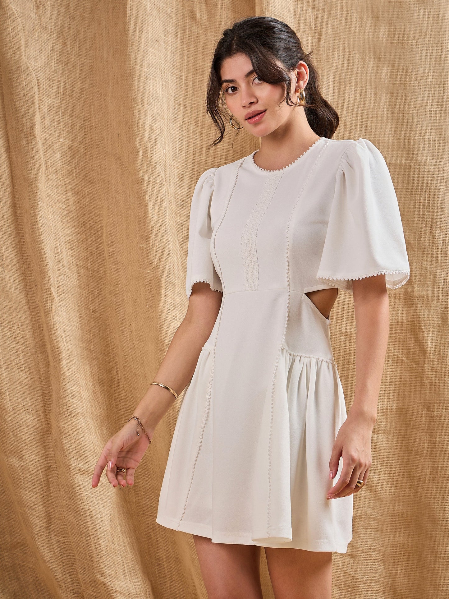 Women's White Side Cut Dress