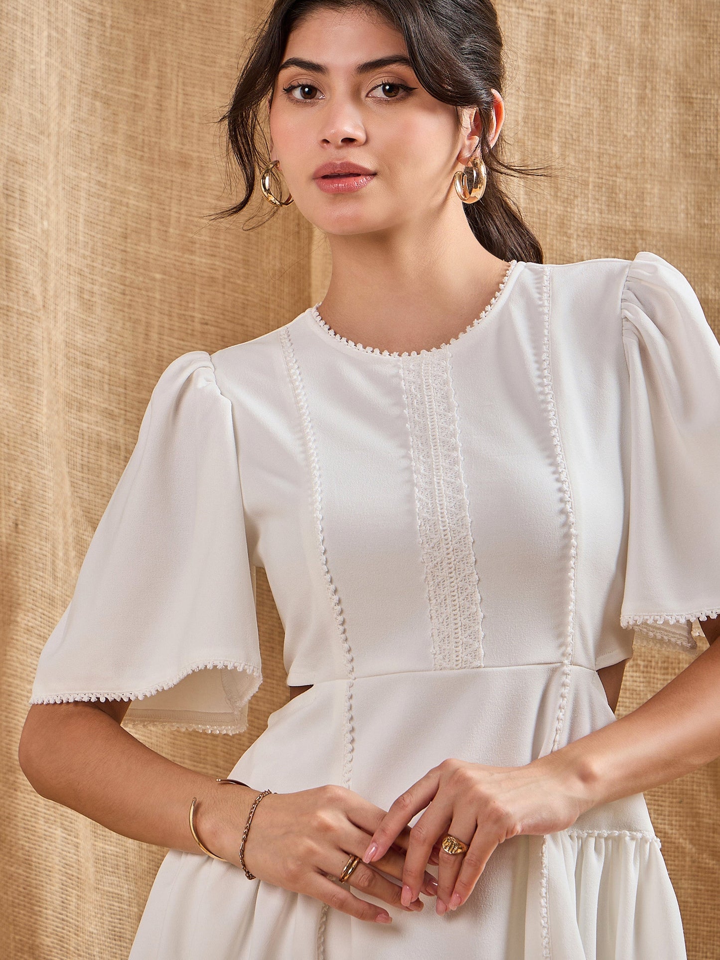 Women's White Side Cut Dress