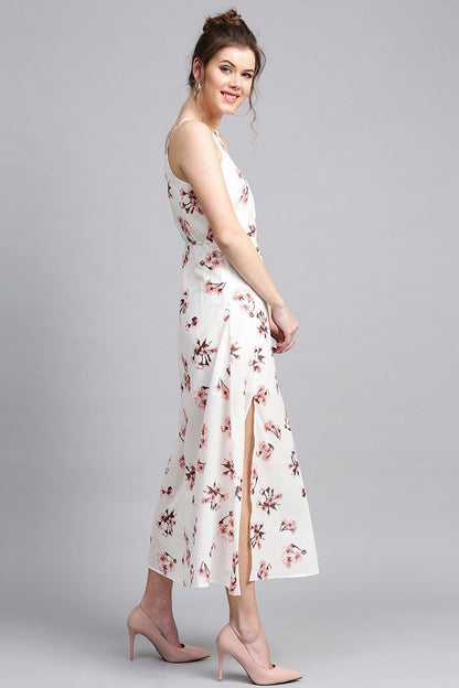 Women's Ivory Floral Halter Maxi