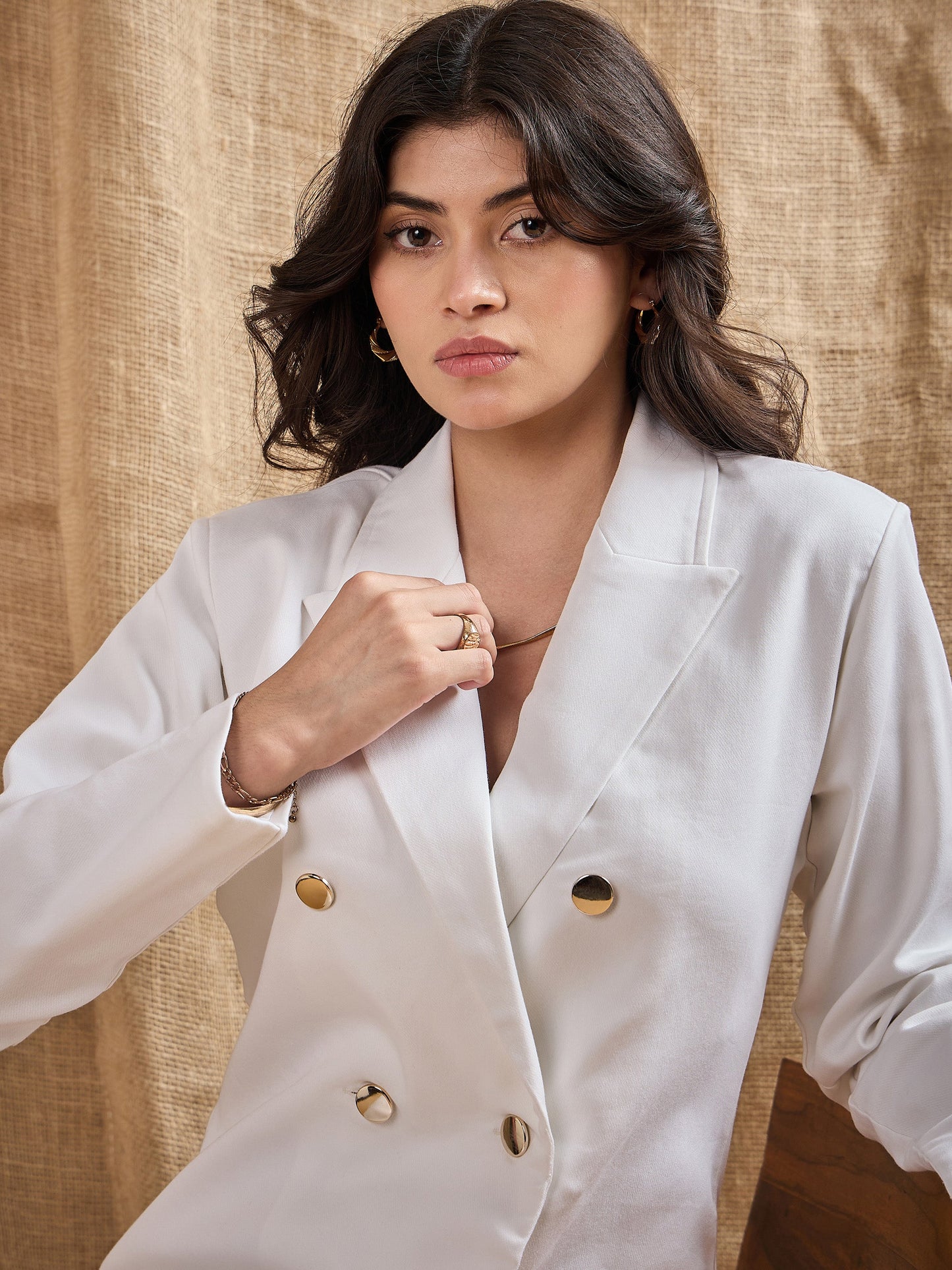 Women's White Solid Dress