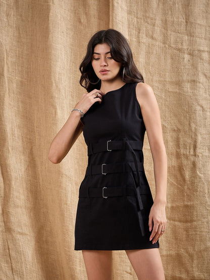 Women's Black Solid Dress