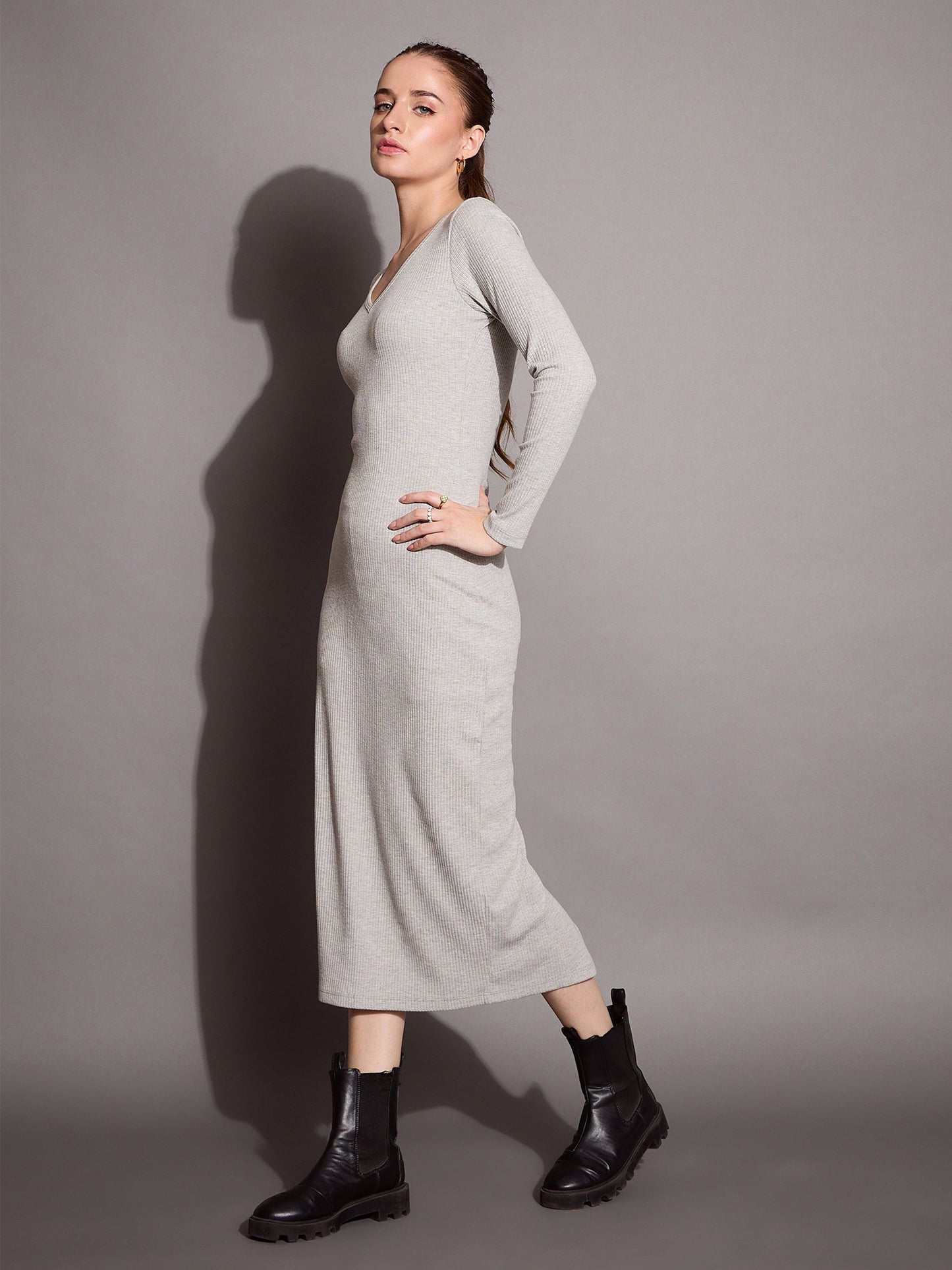 Women's Grey Rib Dress