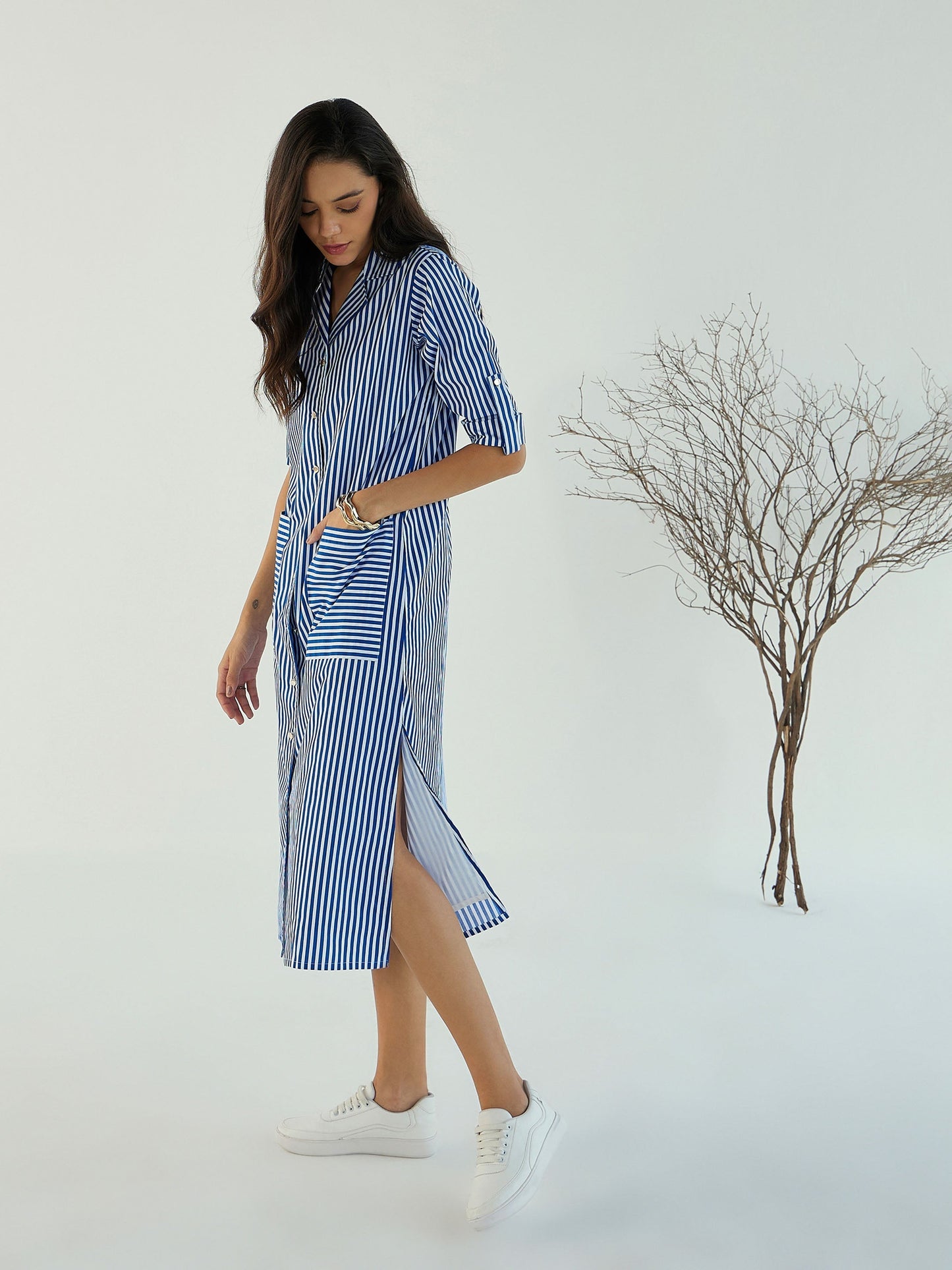 Women's Blue Striped Dress