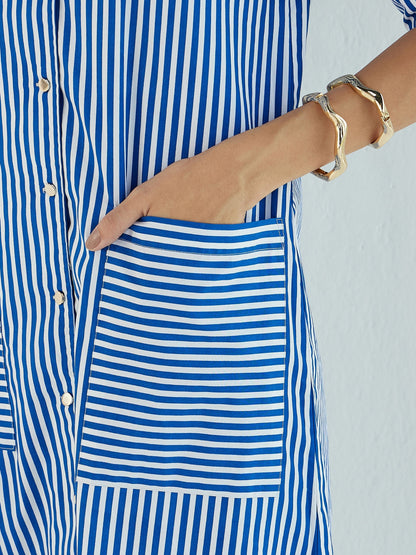 Women's Blue Striped Dress