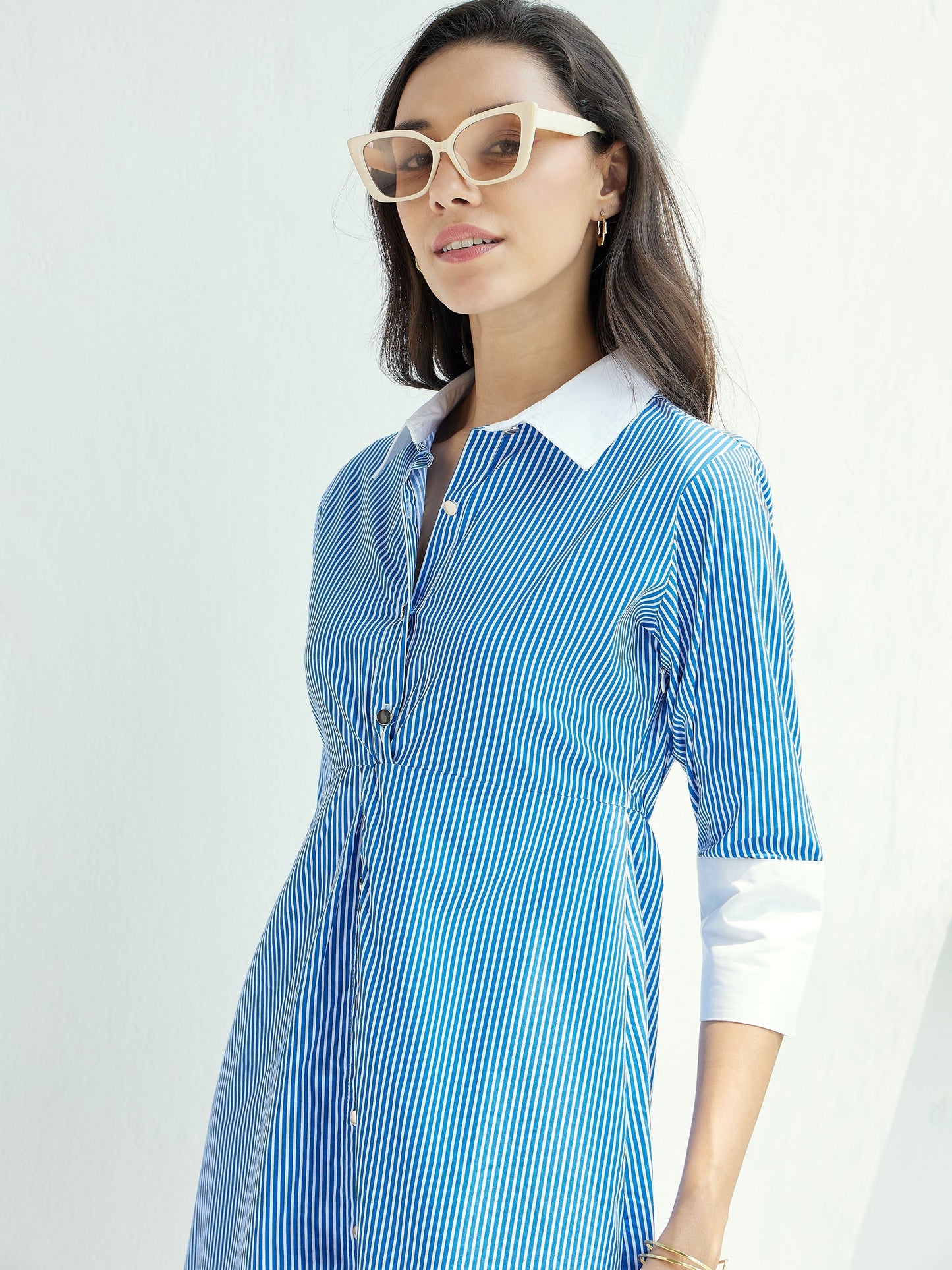 Women's Blue Striped Dress