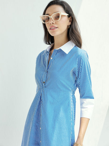 Women's Blue Striped Dress