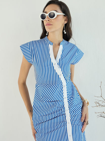 Women's Blue Striped Dress