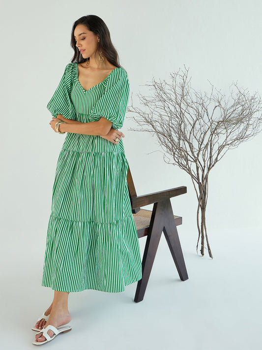 Women's Green Striped Dress