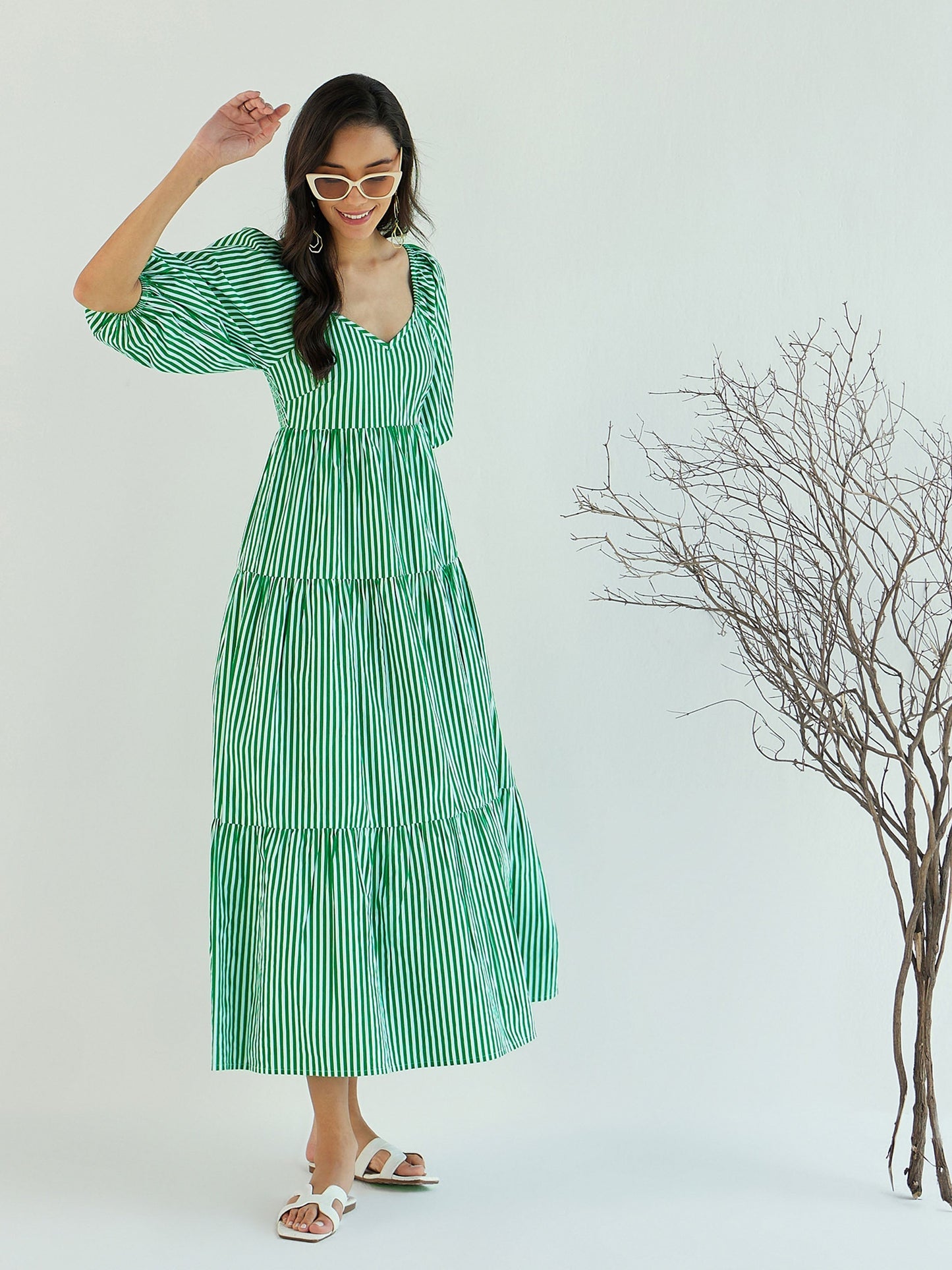 Women's Green Striped Dress