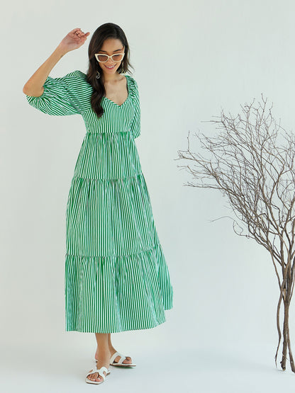 Women's Green Striped Dress