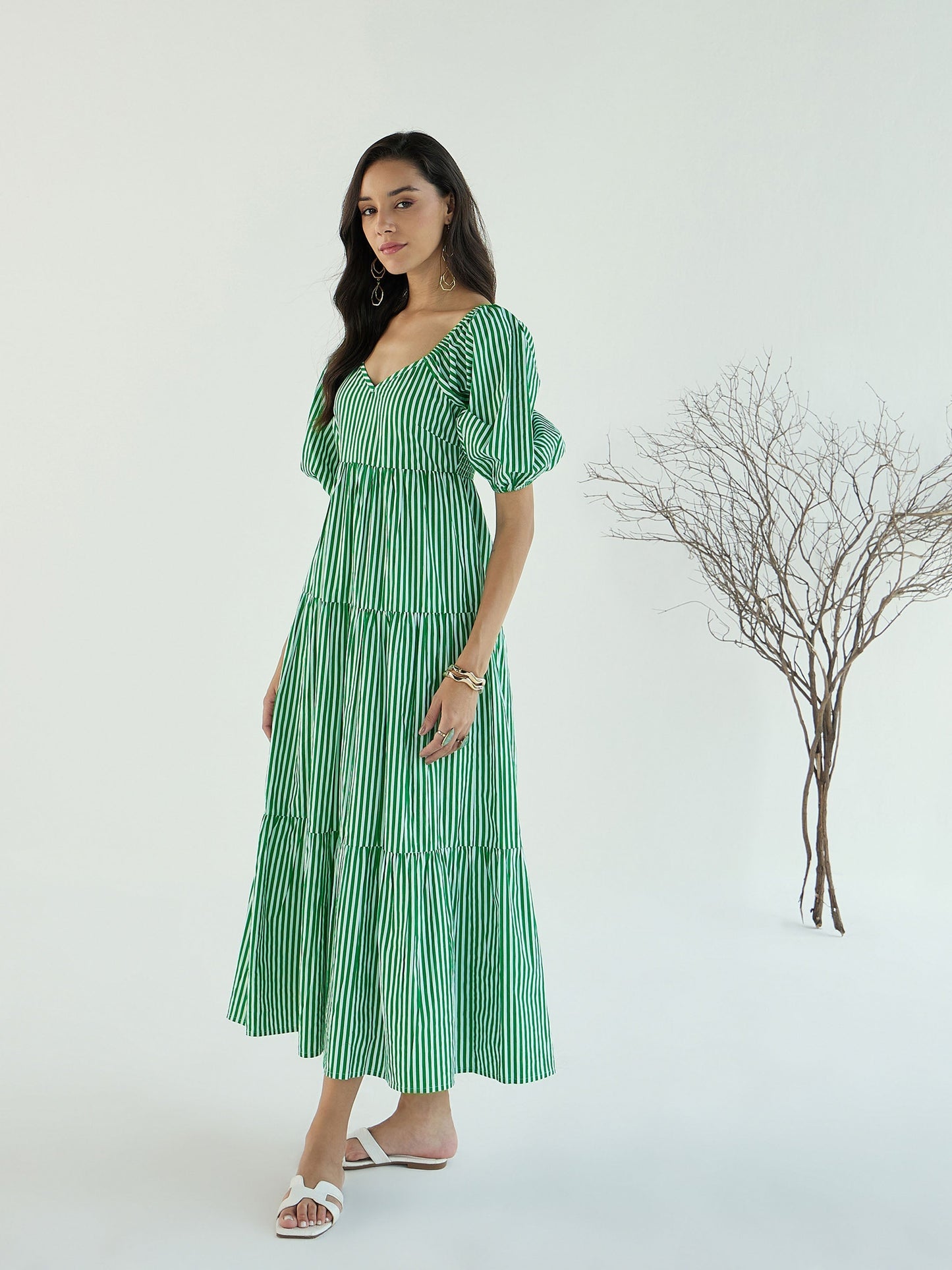 Women's Green Striped Dress
