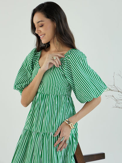 Women's Green Striped Dress