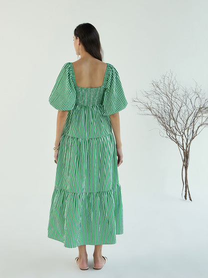 Women's Green Striped Dress