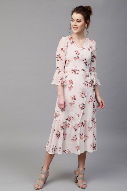 Women's Ivory Floral Wrap Maxi