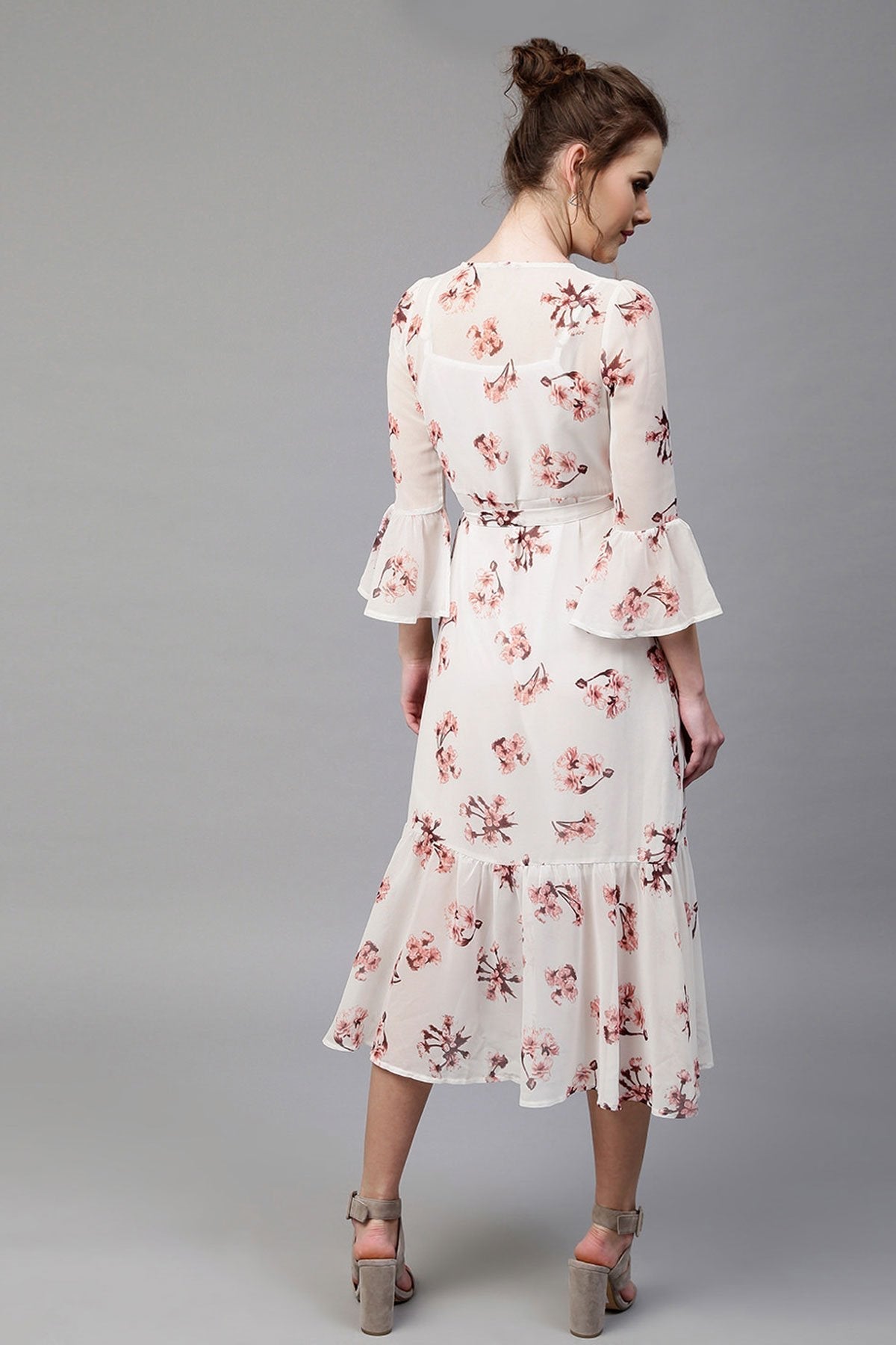 Women's Ivory Floral Wrap Maxi