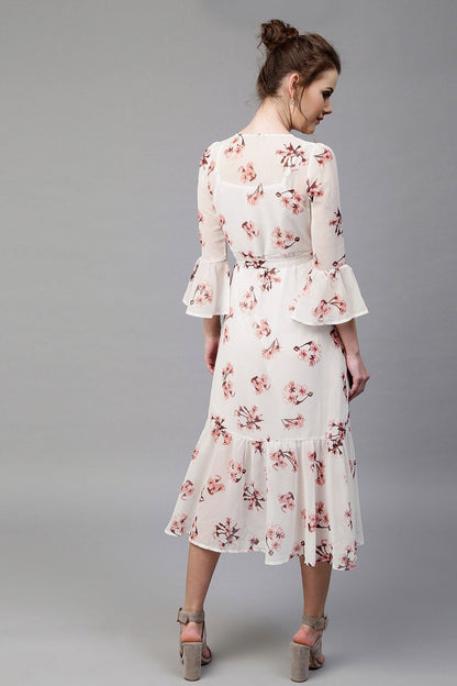 Women's Ivory Floral Wrap Maxi