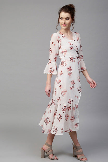 Women's Ivory Floral Wrap Maxi