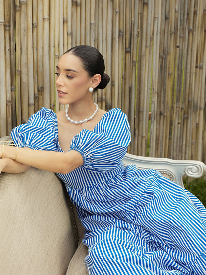 Women's Blue Striped Dress