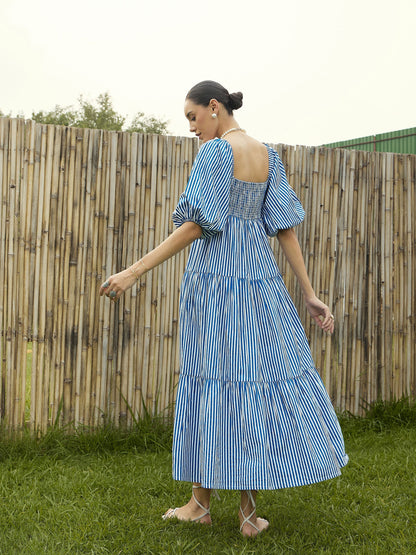 Women's Blue Striped Dress