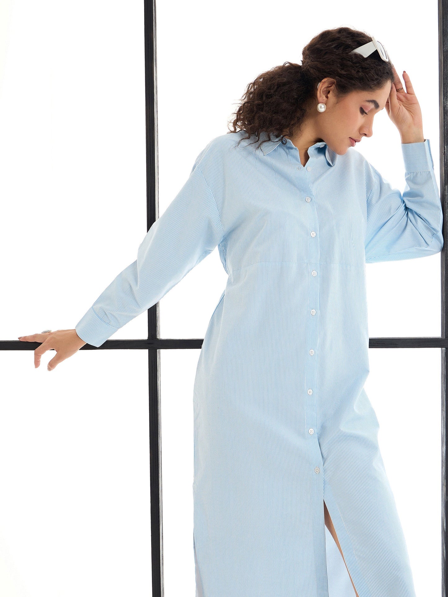 Women's Blue Striped Dress