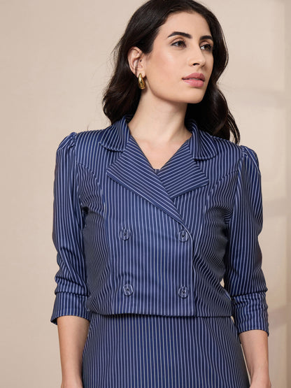 Women's Navy Blue Striped Dress
