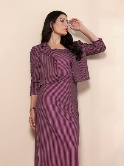 Women's Maroon Striped Dress