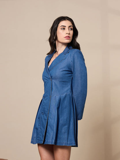 Women's Blue Solid Dress