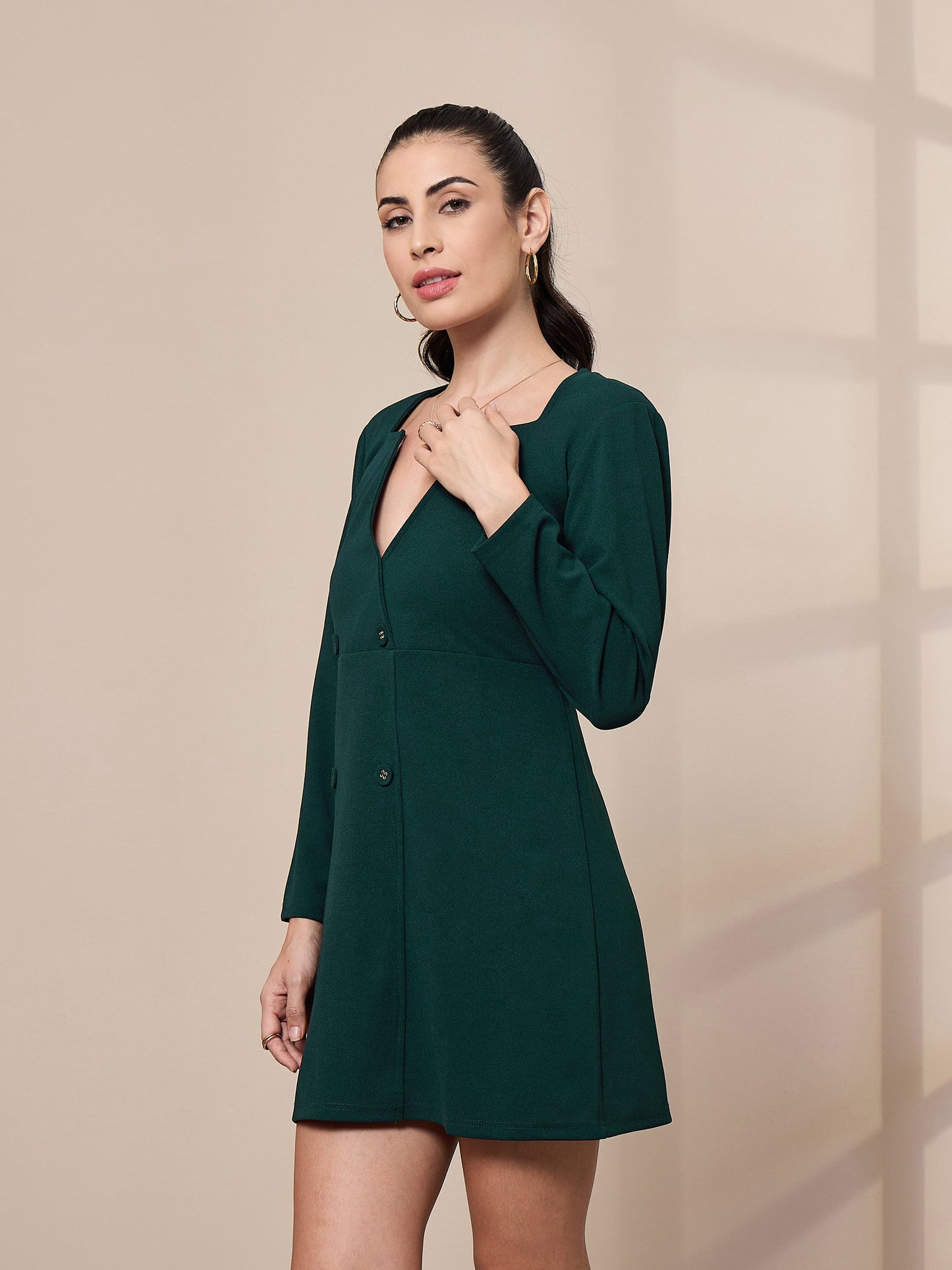 Women's Green Solid Dress