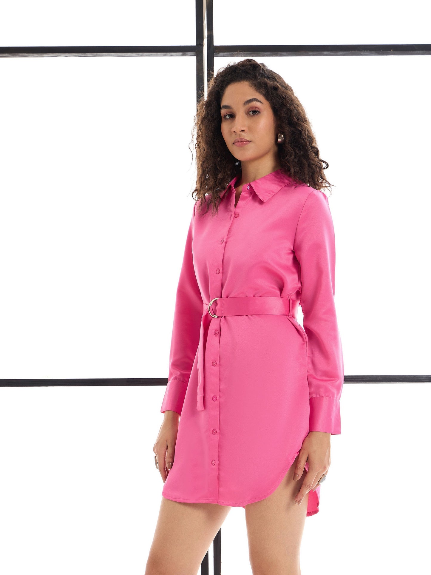 Women's Pink Solid Dress