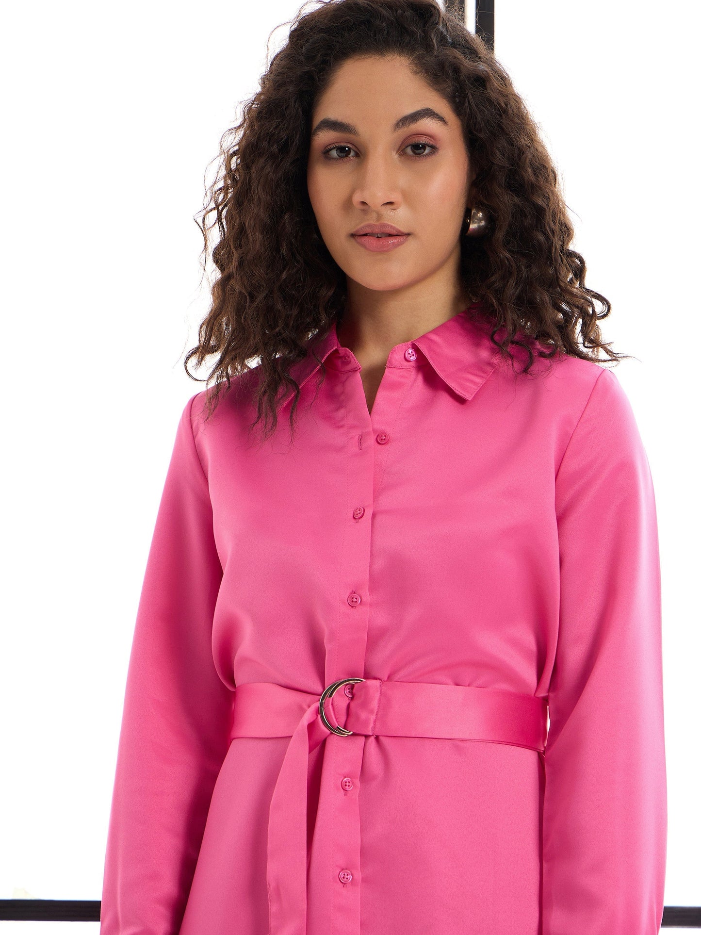 Women's Pink Solid Dress