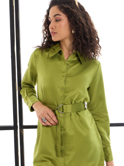 Women's Olive Solid Dress