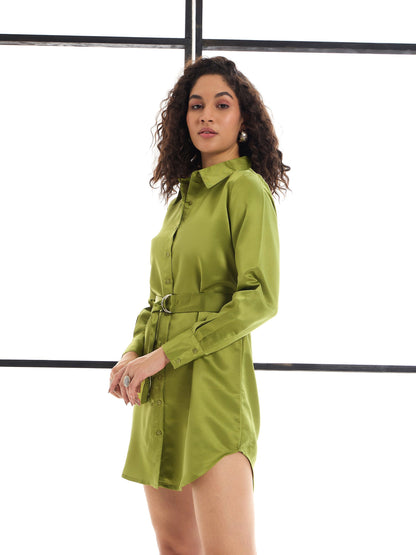 Women's Olive Solid Dress