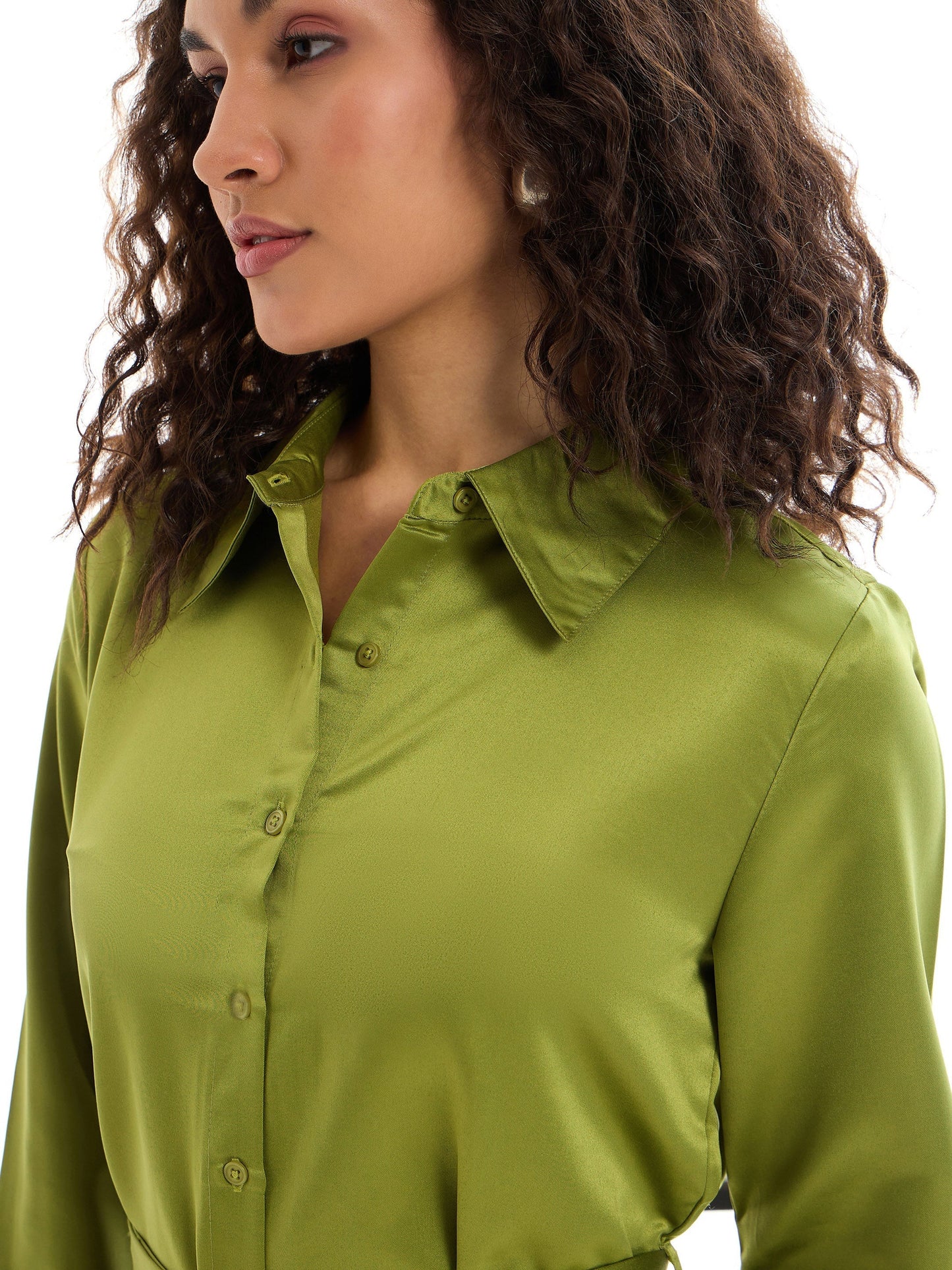 Women's Olive Solid Dress