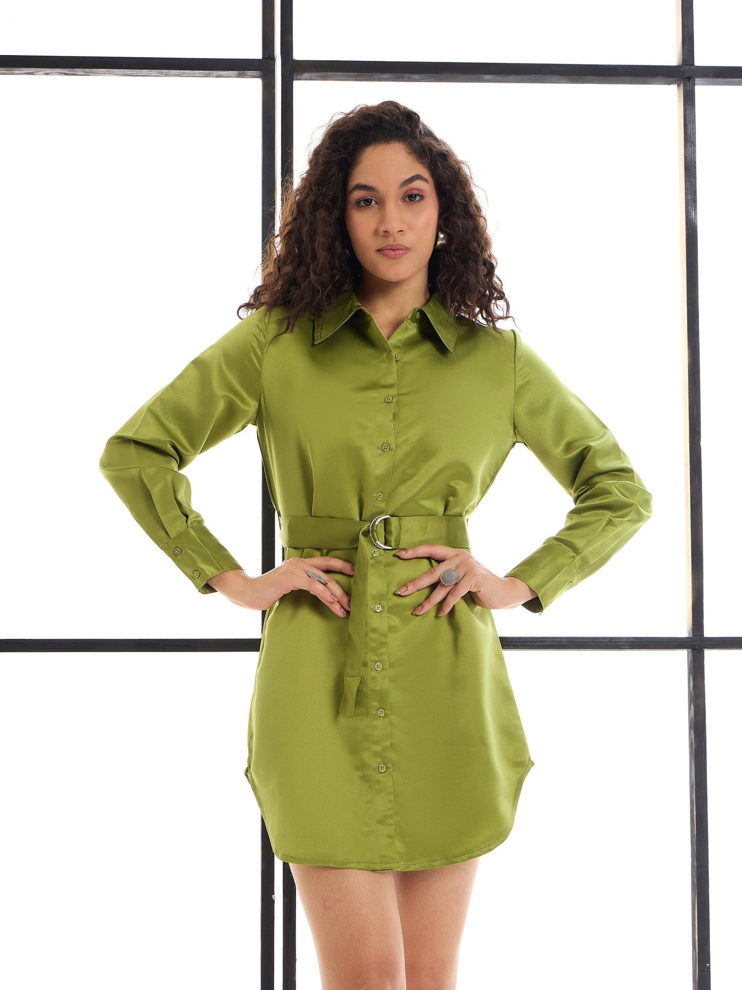 Women's Olive Solid Dress