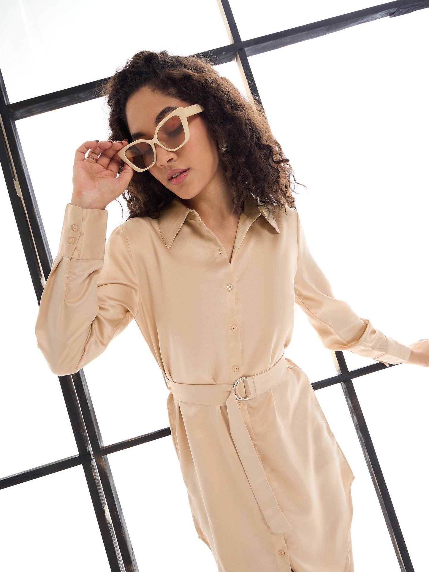 Women's Beige Solid Dress