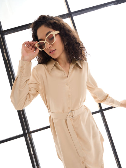 Women's Beige Solid Dress