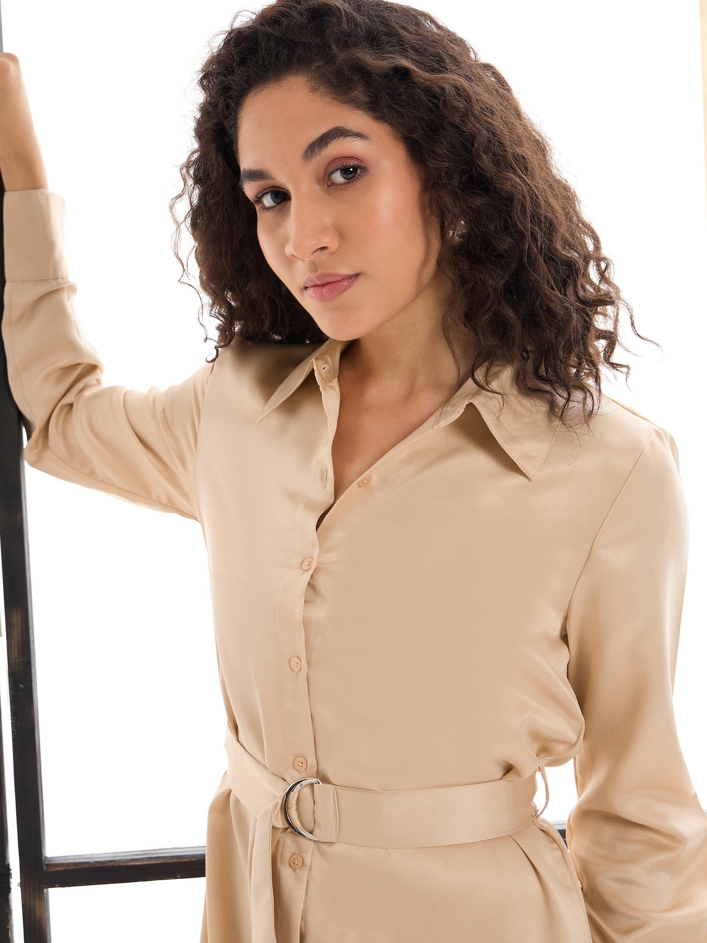 Women's Beige Solid Dress