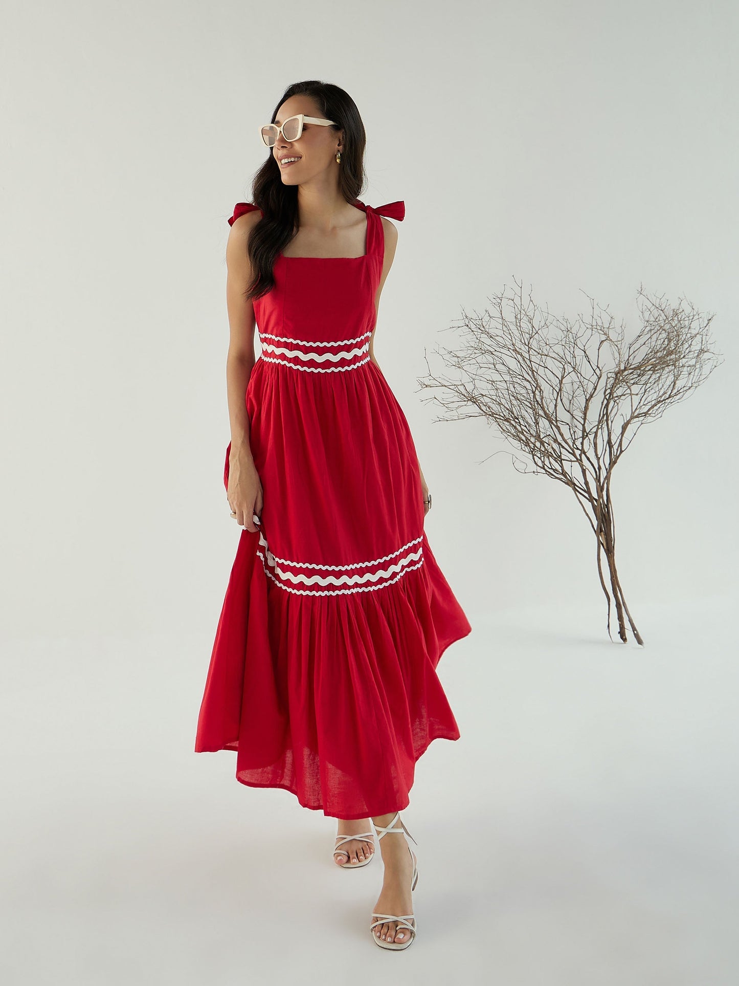 Women's Red Solid Dress