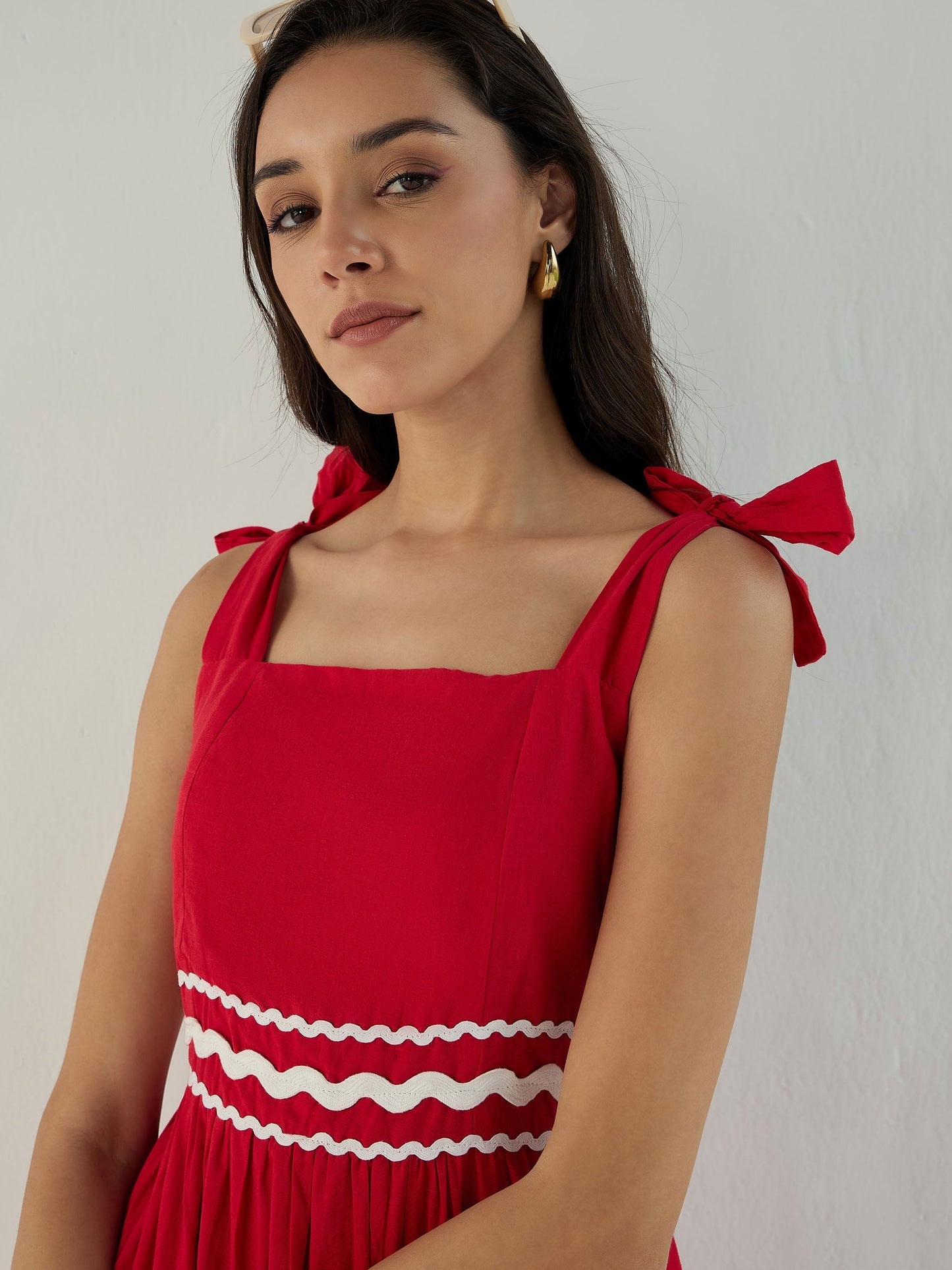 Women's Red Solid Dress