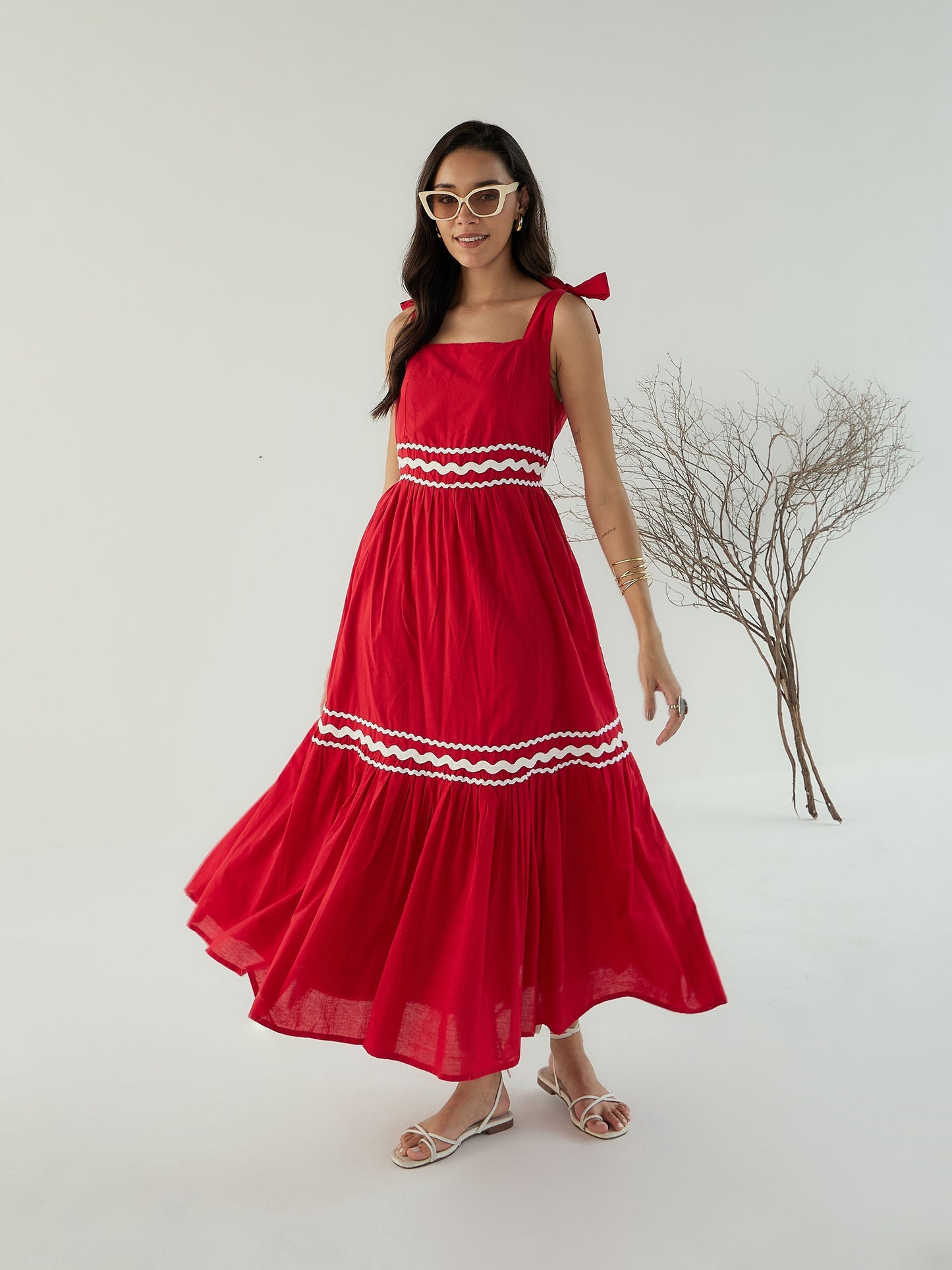 Women's Red Solid Dress