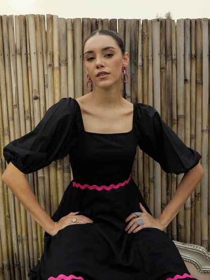 Women's Black Solid Dress