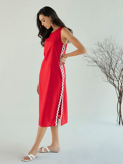 Women's Red Solid Dress
