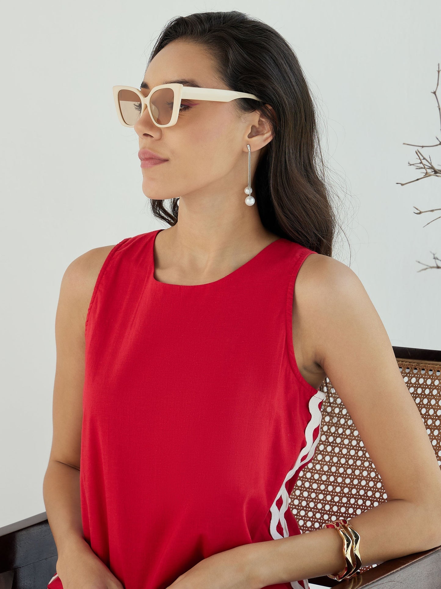 Women's Red Solid Dress