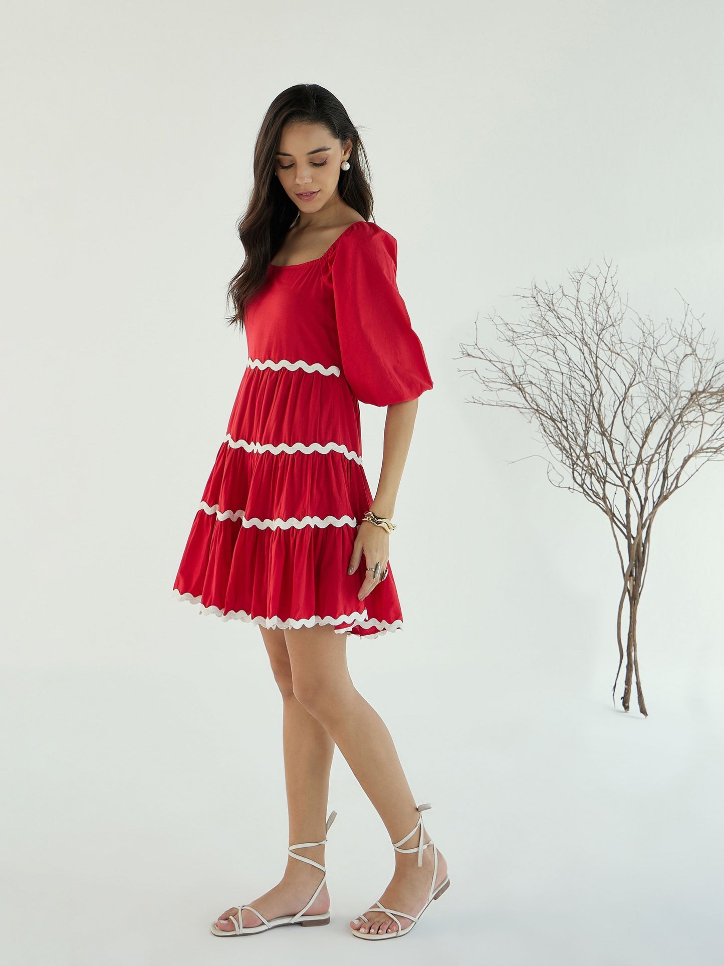 Women's Red Solid Dress