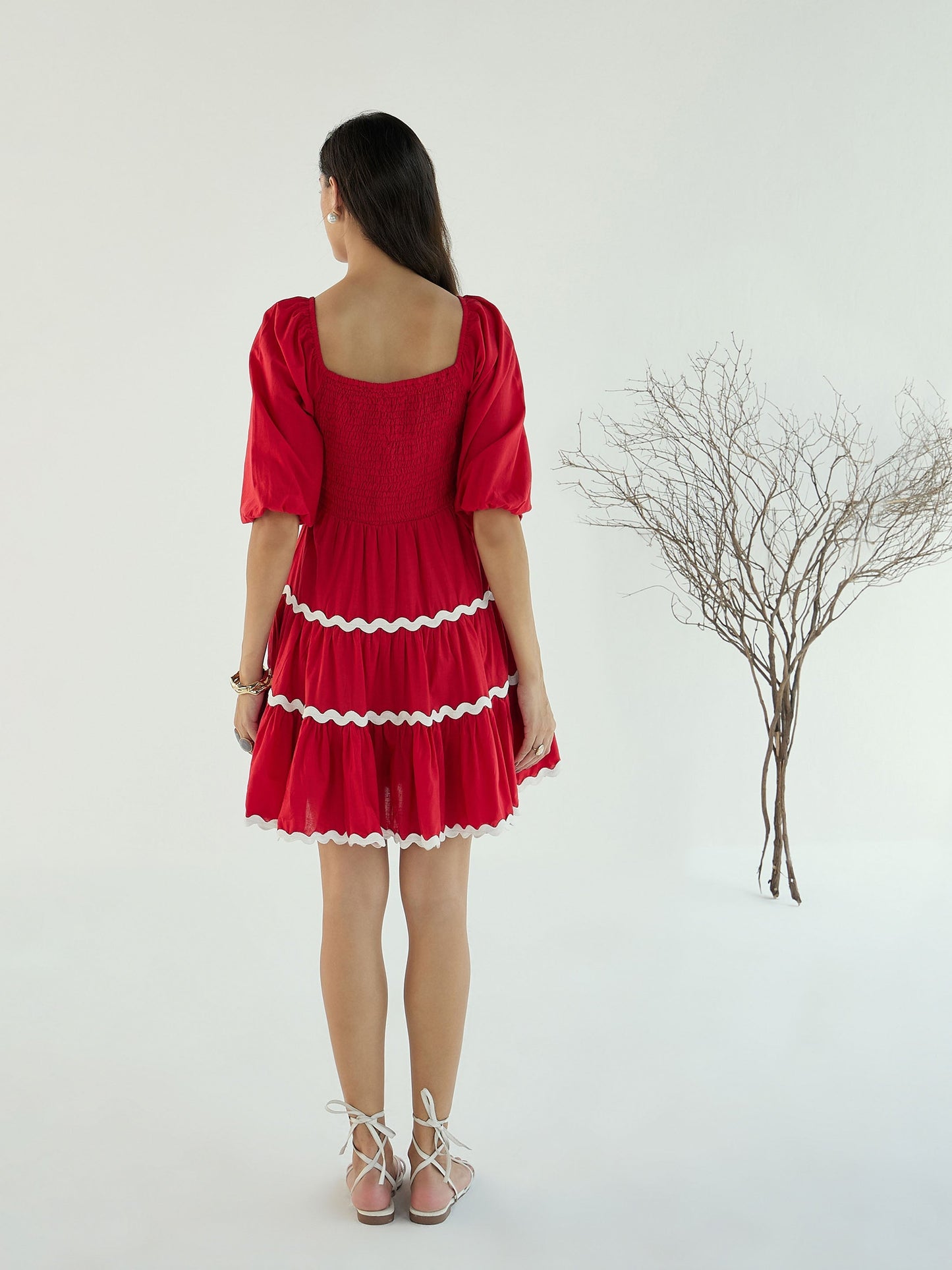 Women's Red Solid Dress