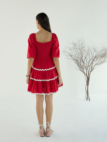 Women's Red Solid Dress