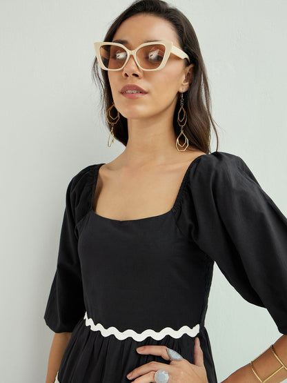 Women's Black Solid Dress