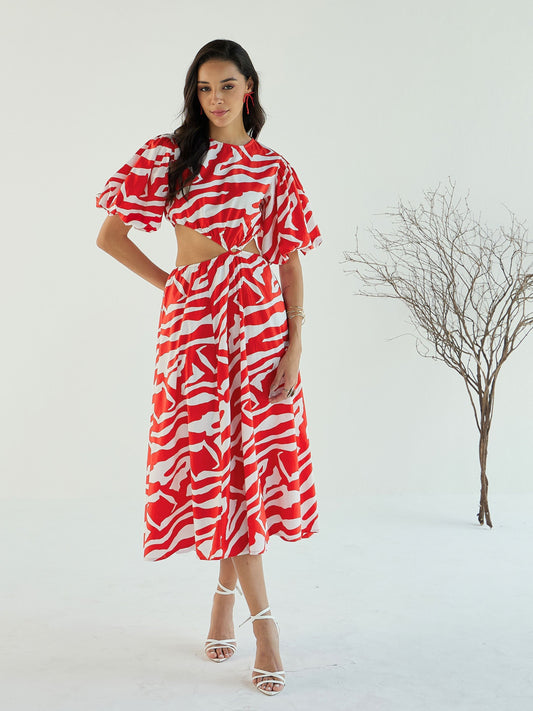Women's Red Printed Dress