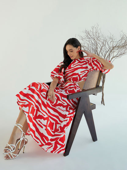 Women's Red Printed Dress