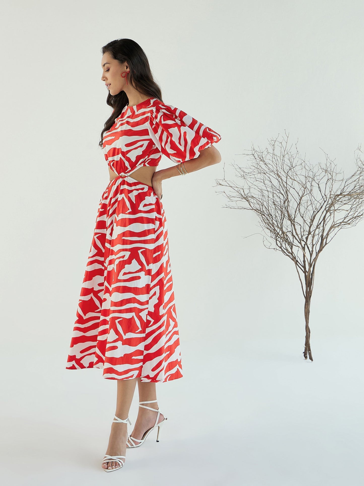 Women's Red Printed Dress